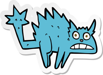 sticker of a cartoon frightened cat