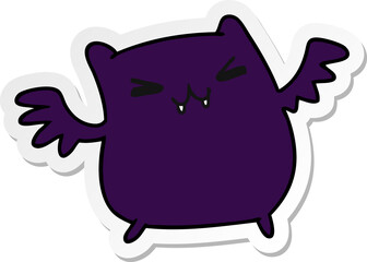 sticker cartoon illustration of a kawaii cute bat