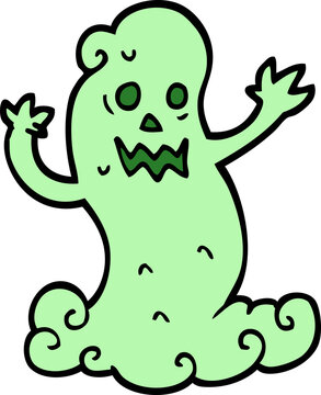 hand drawn doodle style cartoon spooky ghost