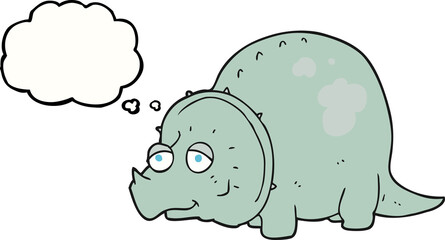 freehand drawn thought bubble cartoon dinosaur