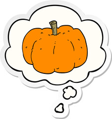 cartoon pumpkin with thought bubble as a printed sticker