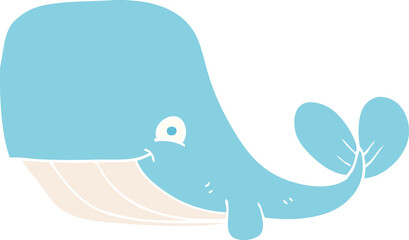 flat color illustration of happy whale