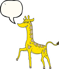 freehand drawn speech bubble cartoon giraffe