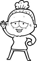 cartoon happy old lady