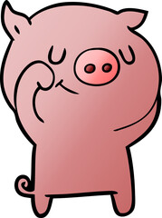 happy cartoon pig