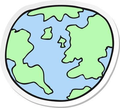 sticker of a cartoon planet earth
