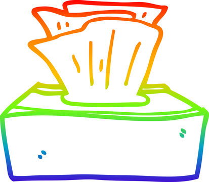 recommend clip art: rainbow gradient line drawing of a cartoon box of tissues