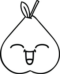 line drawing cartoon of a pear
