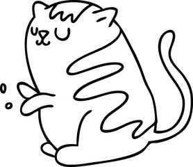 line drawing quirky cartoon cat