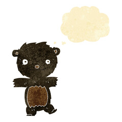 cartoon black bear cub with thought bubble