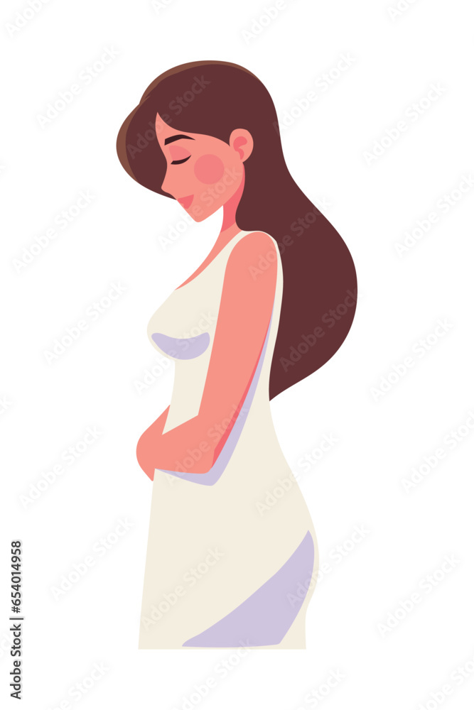 Canvas Prints months pregnant cartoon woman