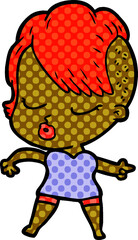 cartoon pretty hipster girl