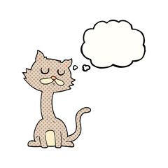 freehand drawn thought bubble cartoon cat