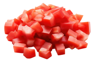 diced tomatoes isolated.