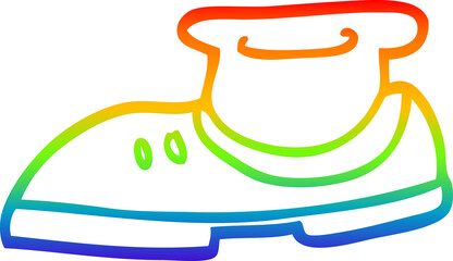 rainbow gradient line drawing of a cartoon shoe and sock