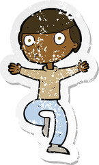 retro distressed sticker of a cartoon startled man