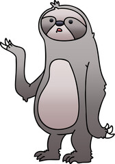 gradient shaded quirky cartoon sloth