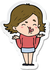 sticker of a cartoon girl pulling face