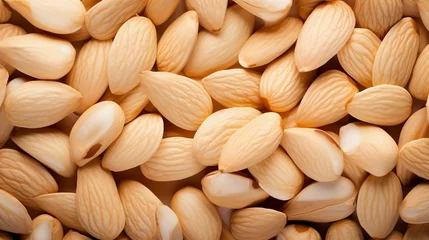 Fotobehang Background of big raw peeled almonds situated arbitrarily  © Abdul