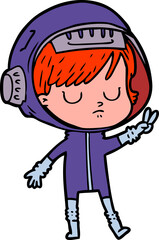 cartoon astronaut woman