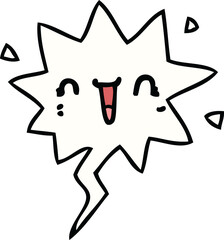 happy cartoon face with speech bubble