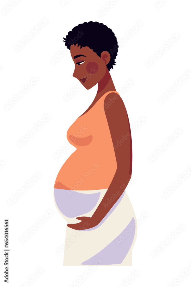 Wall mural months pregnant woman holds belly