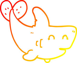 warm gradient line drawing of a cartoon shark
