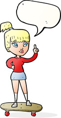cartoon skater girl with speech bubble