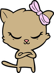 cute cartoon cat with bow