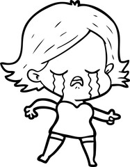 cartoon girl crying and pointing