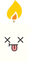 flat color retro cartoon of a lit candle