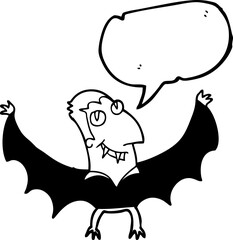 freehand drawn speech bubble cartoon vampire