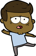 cartoon tired man
