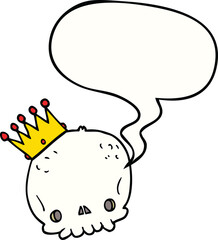 cartoon skull with crown with speech bubble