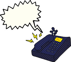 freehand drawn comic book speech bubble cartoon office telephone