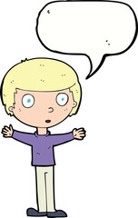 cartoon surprised man with speech bubble