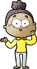 cartoon happy old woman