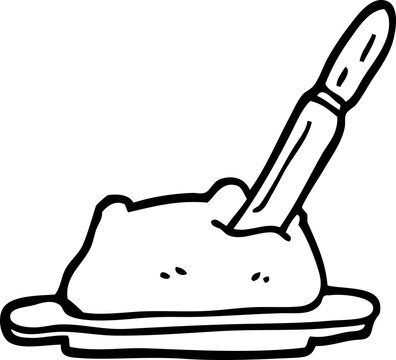 recommend clip art: line drawing cartoon butter and knife