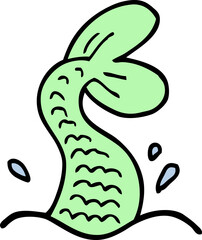 hand drawn doodle style cartoon mermaid tail