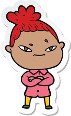 sticker of a cartoon woman