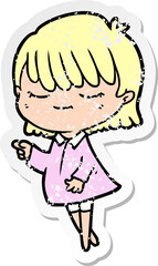 distressed sticker of a cartoon woman
