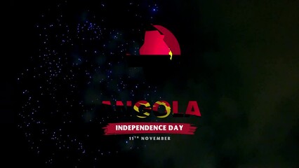 Happy Angola Independence Day with Fireworks. 11th November, 4K ProRes