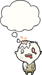 cartoon zombie with thought bubble