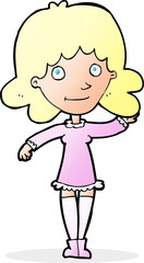 cartoon friendly woman waving