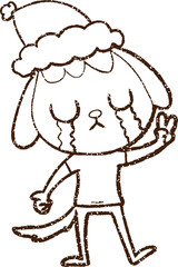 Christmas Dog Charcoal Drawing