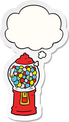 cartoon gumball machine with thought bubble as a printed sticker