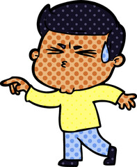 cartoon man sweating