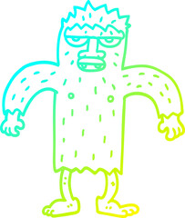 cold gradient line drawing of a cartoon yeti monster