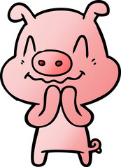 nervous cartoon pig