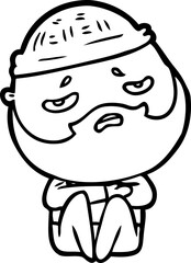 cartoon worried man with beard